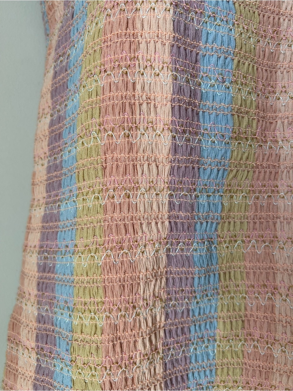 Y2K Smocked Babydoll Dress Fairycore Coquette Pastel Colours - Size Medium - Picture 6 of 15